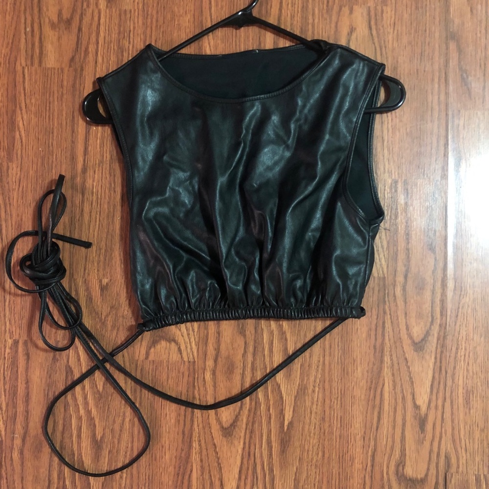 Faux leather crop top